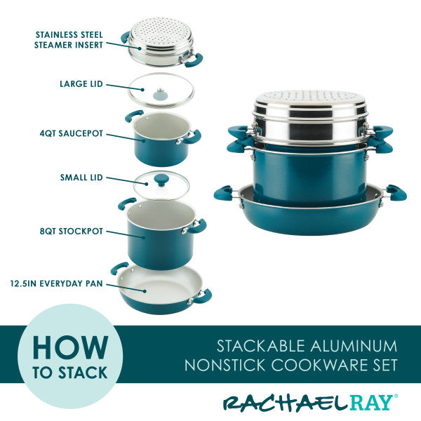 8-Piece Stacking Nonstick Induction Cookware Set - Image 9