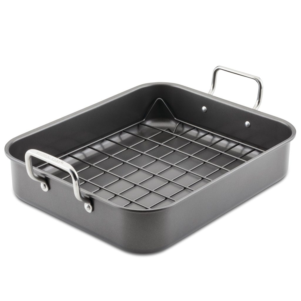 16.5-Inch x 13.5-Inch Nonstick Steel Roaster with Reversible Rack