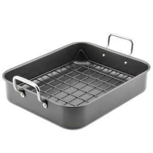 16.5-Inch x 13.5-Inch Nonstick Steel Roaster with Reversible Rack
