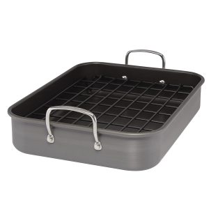 16-Inch x 12-Inch Nonstick Hard Anodized Roaster with Reversible Rack